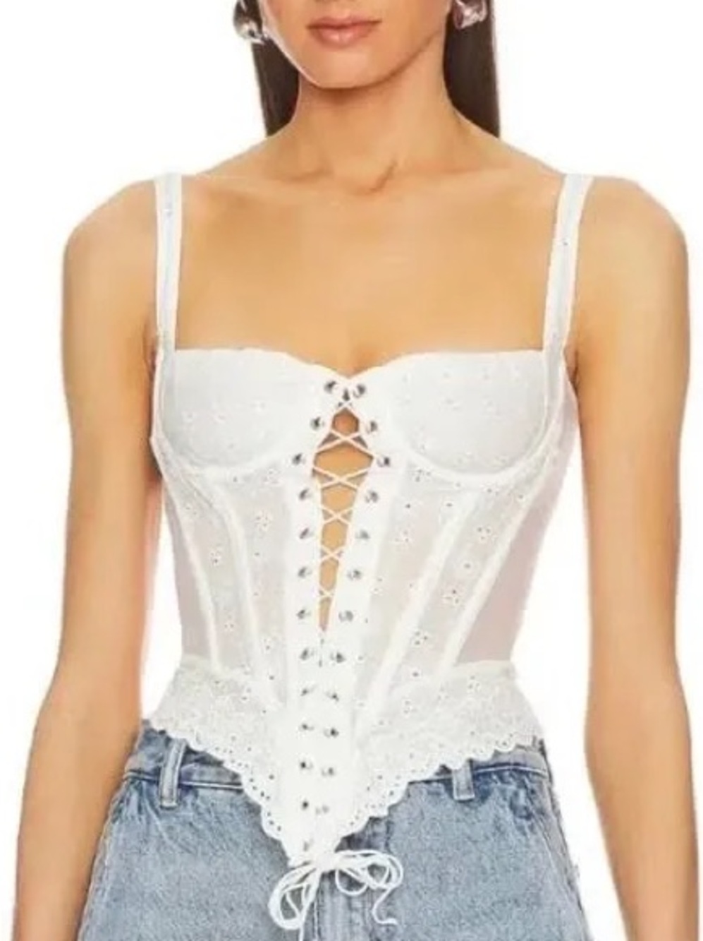 Miaou Deville Lace Up Eyelet Corset Top